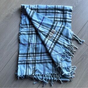ITALY DESIGN Cashmere Feel Blue and Purple Soft Plaid Scarf 12 x 66